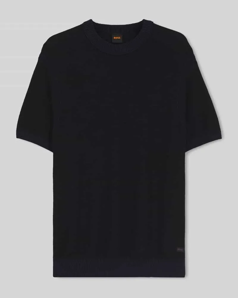 HUGO BOSS Regular Fit Pullover aus Baumwoll-Mix Modell 'KANTONIO Marine