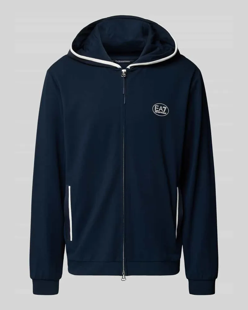 EA7 Sweatjacke mit Logo und Zweiwege-Reißverschluss Dunkelblau