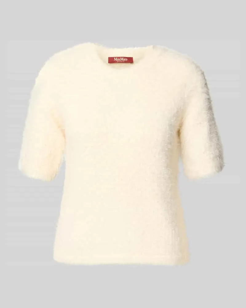 Max Mara Slim Fit Pullover mit Perlenbesatz Weiss