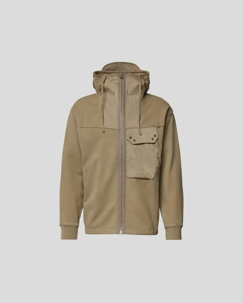 Ten c Sweatjacke mit Brusttasche Hellbraun
