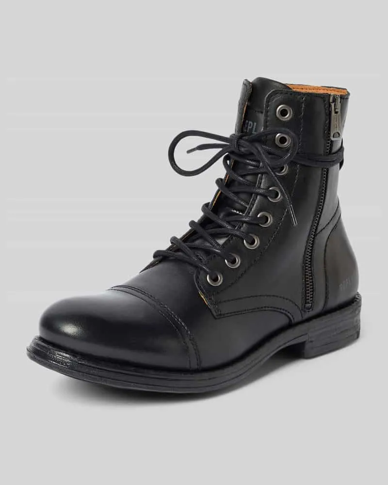 Replay Schnürstiefel mit Label-Detail Modell 'PHIM Black