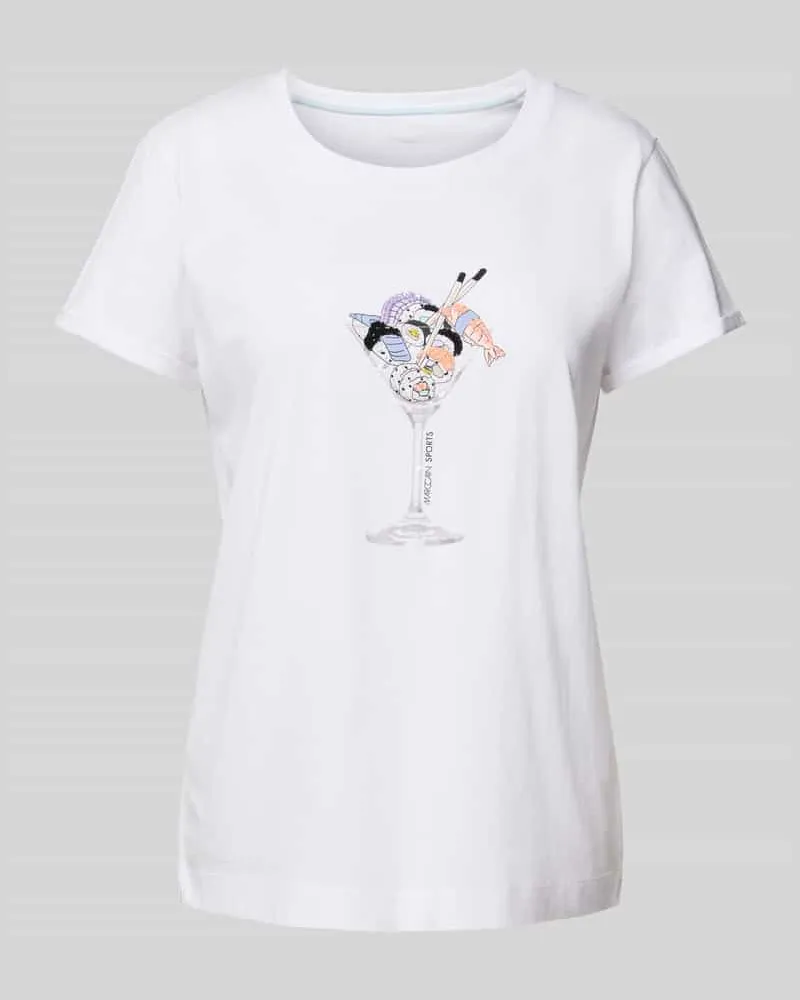 Marc Cain T-Shirt mit Motiv-Print Weiss