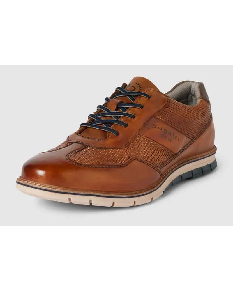 Bugatti Ledersneaker mit Label-Schriftzug Modell 'Simone Comfort Cognac