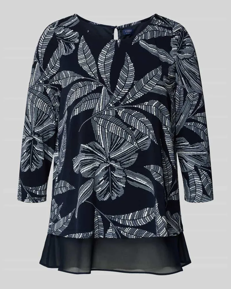 Vera Mont Blusenshirt mit rückseitigem Schlüsselloch-Ausschnitt Marine