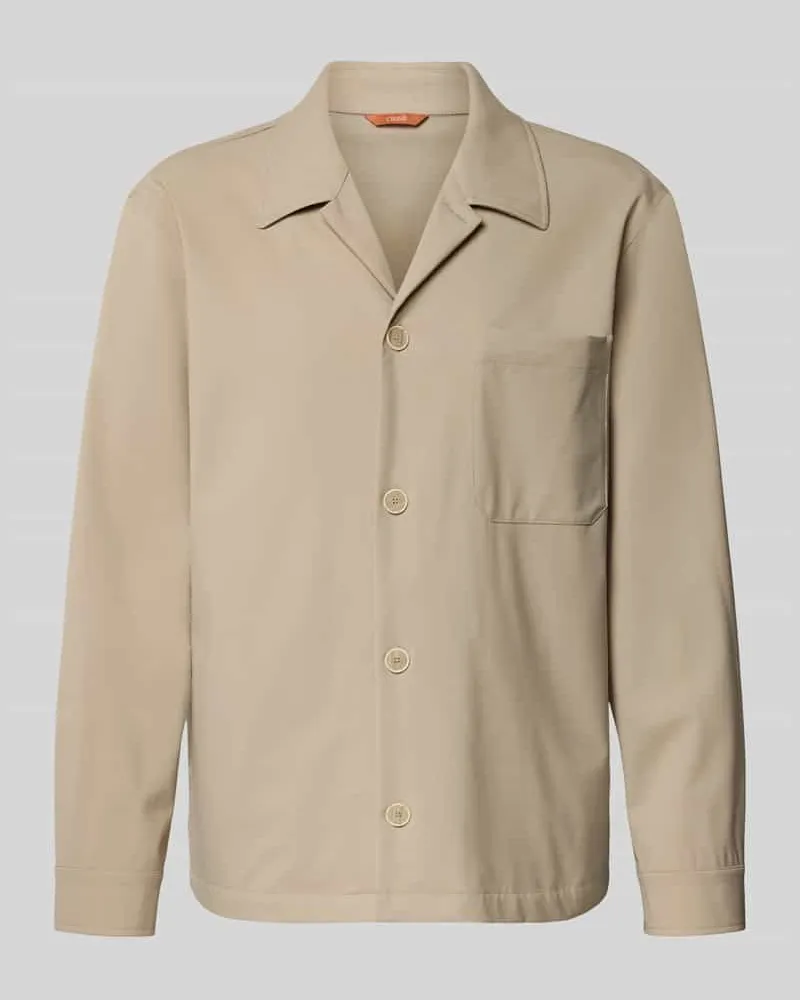 CRUNA Hemdjacke aus Schurwoll-Elasthan-Mix mit Brusttasche Beige