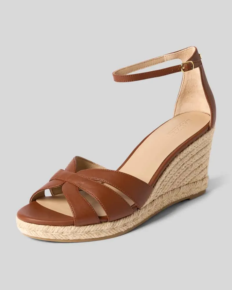 Ralph Lauren Wedges aus echtem Rindsleder Modell 'NELLIE Cognac