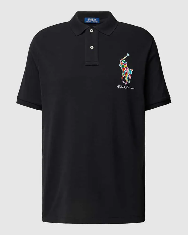 Ralph Lauren Classic Fit Poloshirt mit Label-Stitching Black