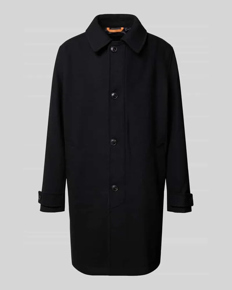 HUGO BOSS Regular Fit Wollmantel mit Umlegekragen Modell 'OCOZIER Black