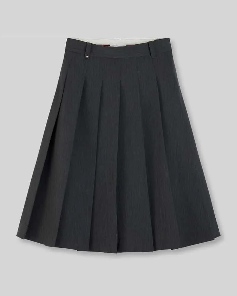 Tommy Hilfiger Regular Fit Midi-Rock aus Baumwoll-Mix Dunkelgrau