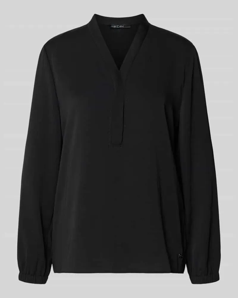 Marc Cain Bluse mit V-Ausschnitt und Label-Detail Black