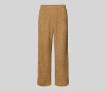 Jogpants aus Teddyfell mit Label-Stitching