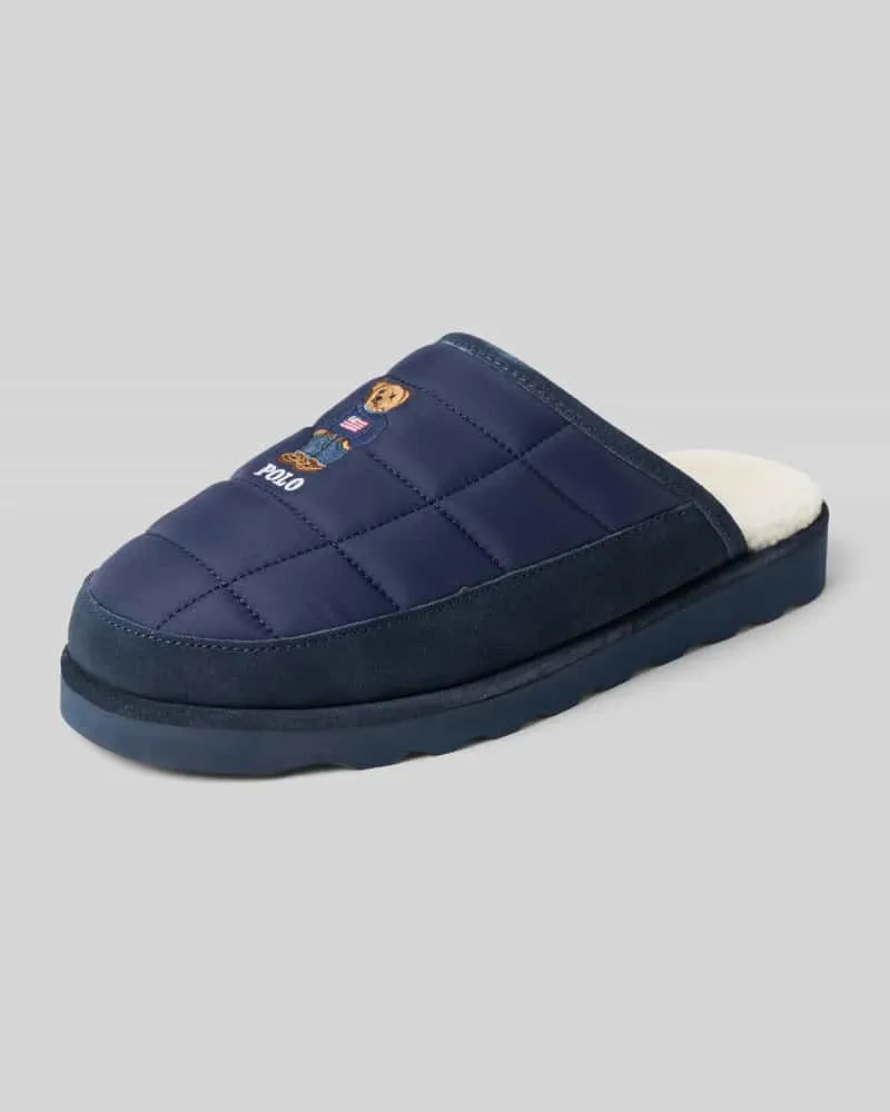Ralph Lauren Hausschuhe mit Label-Stitching und Futter aus Teddyfell Marine