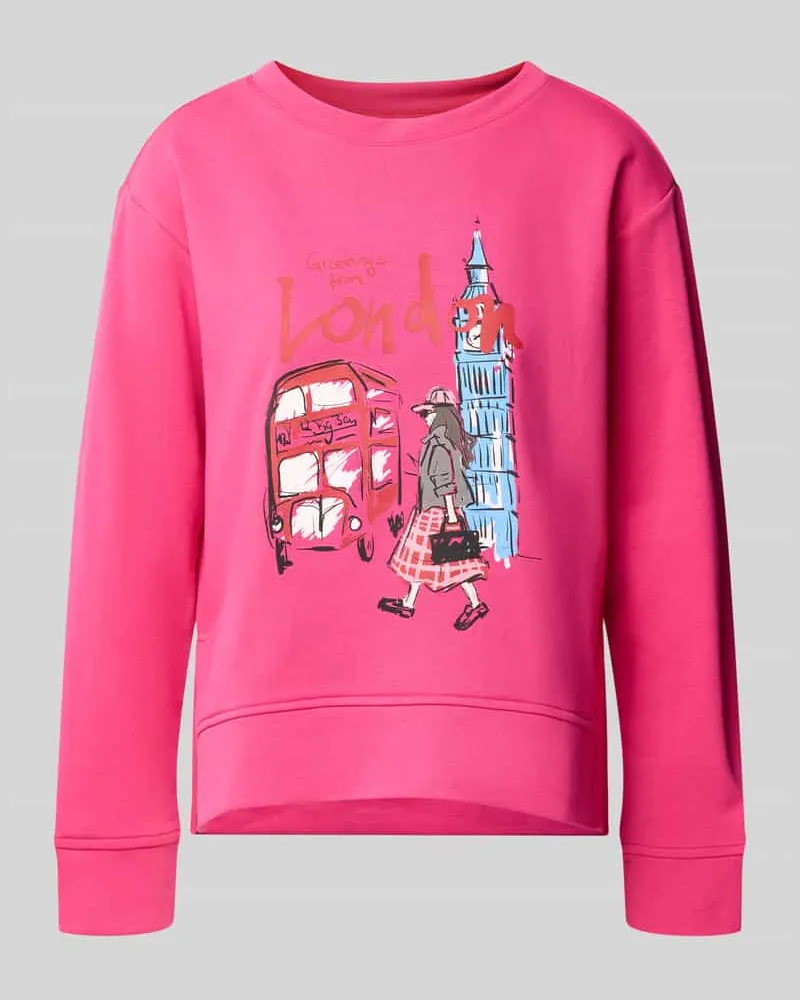 Milano Italy Sweatshirt mit Motiv-Print und Rundhalsausschnitt Rosa