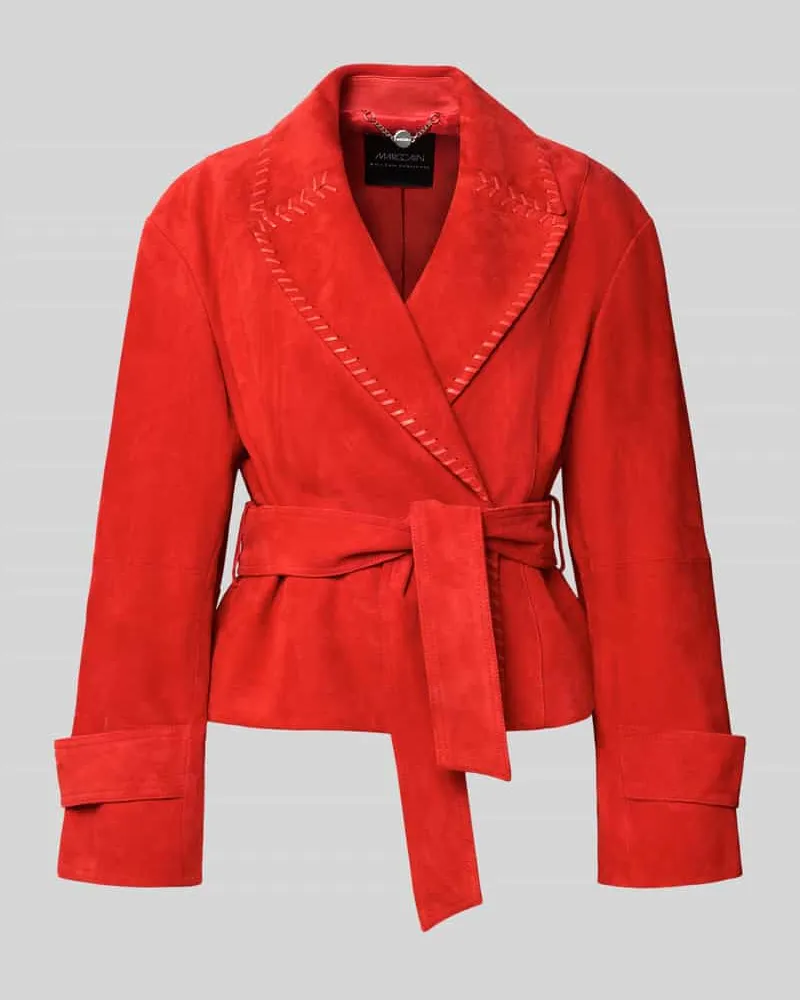 Marc Cain Lederjacke mit Bindegürtel Rot