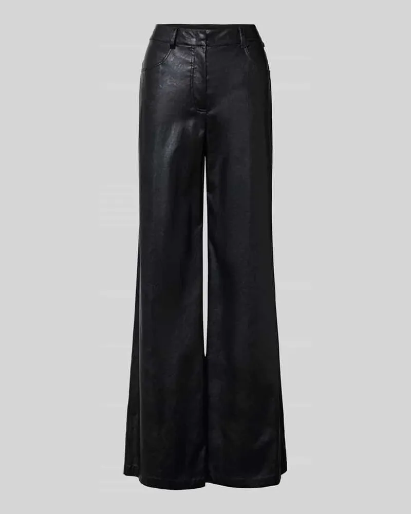 Marc Cain Hose aus Viskose-Mix in Leder-Optik Black