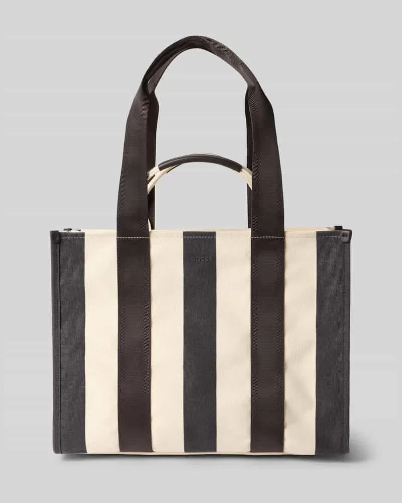 HUGO BOSS Shopper mit Streifenmuster Modell 'SANDY TOTE ST Offwhite