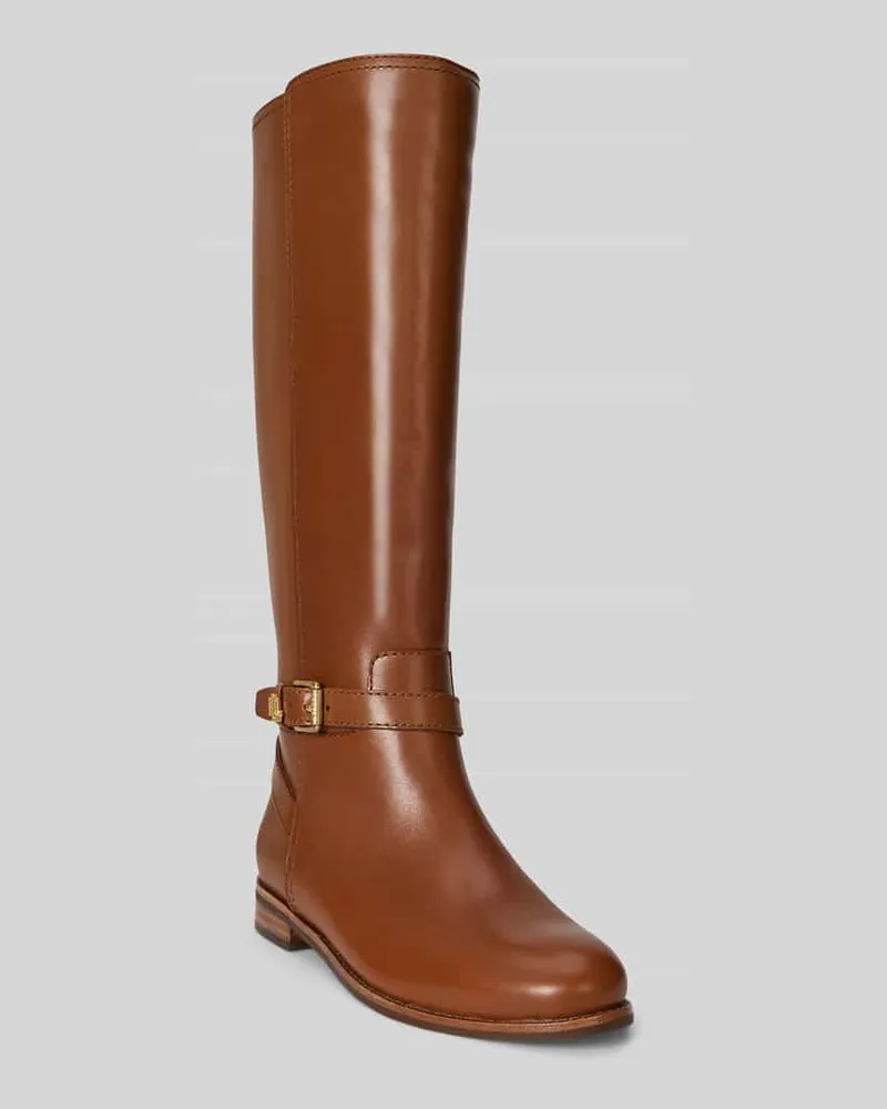 Ralph Lauren Stiefel aus echtem Leder mit Logo-Detail Cognac