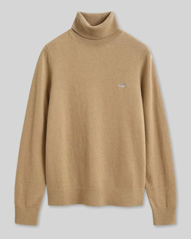 Gant Regular Fit Rollkragenpullover aus Woll-Mix Beige