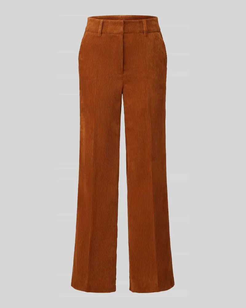 Cambio Regular Fit Cordhose mit angedeuteten Taschen Modell 'AMELIE Cognac