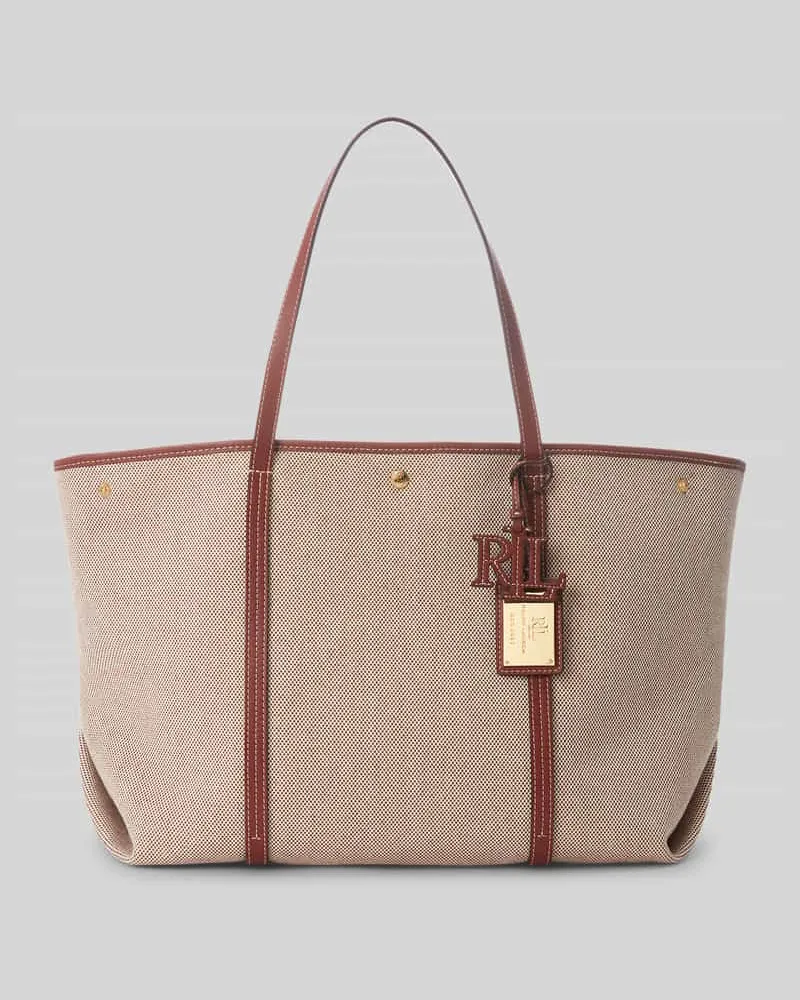 Ralph Lauren Shopper mit Lederbesatz und Label-Anhänger Sand