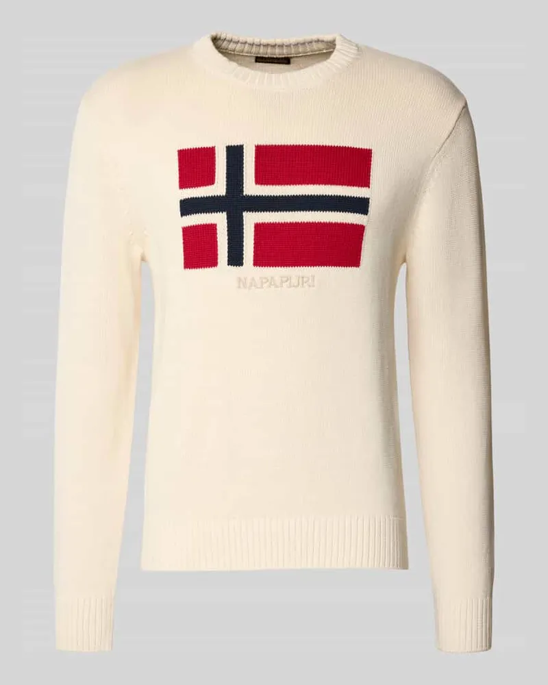 Napapijri Strickpullover mit Rundhalsausschnitt Modell 'MURA Offwhite