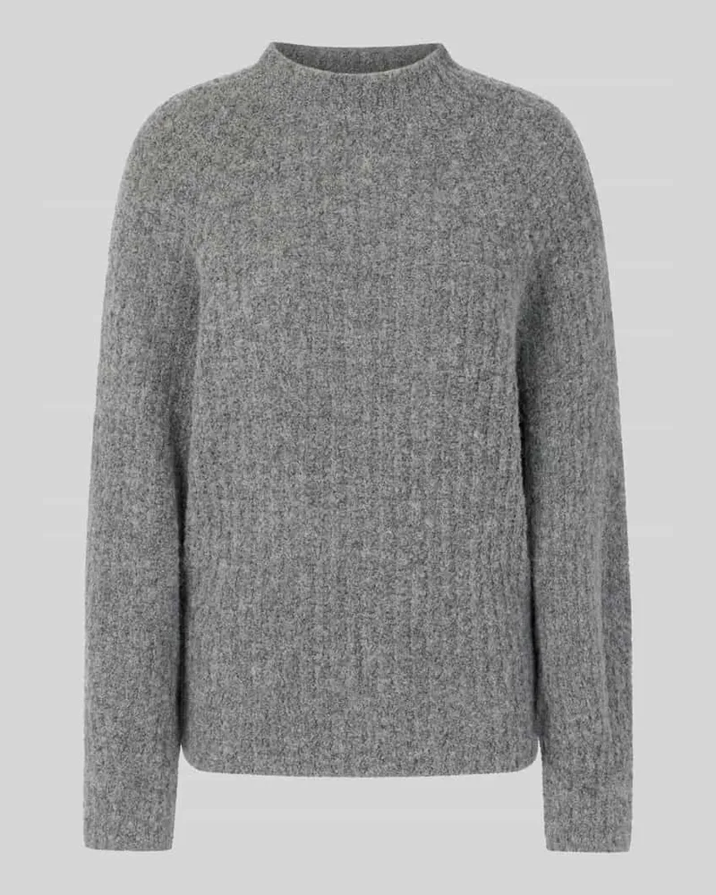 Marc Cain Pullover aus Alpaka-Wolle-Mix mit Mock Neck Mittelgrau