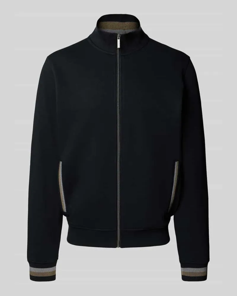 Bugatti Sweatjacke mit Stehkragen Black