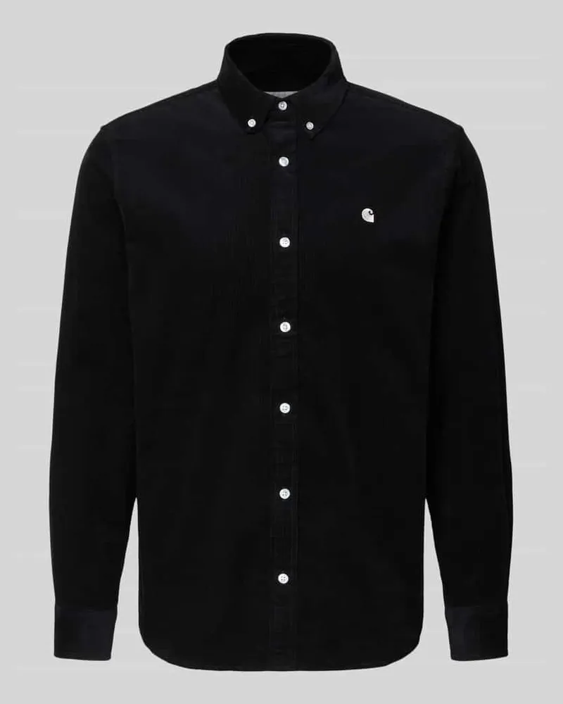 Carhartt WIP Regular Fit Freizeithemd aus Cord mit Button-Down-Kragen Black