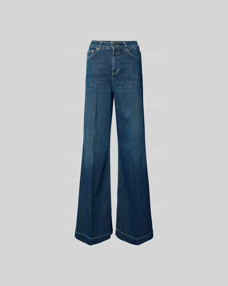 Closed Flared Fit Jeans mit Logo-Patch Dunkelblau