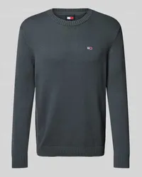 Tommy Hilfiger Slim Fit Strickpullover mit Logo-Badge Anthrazit