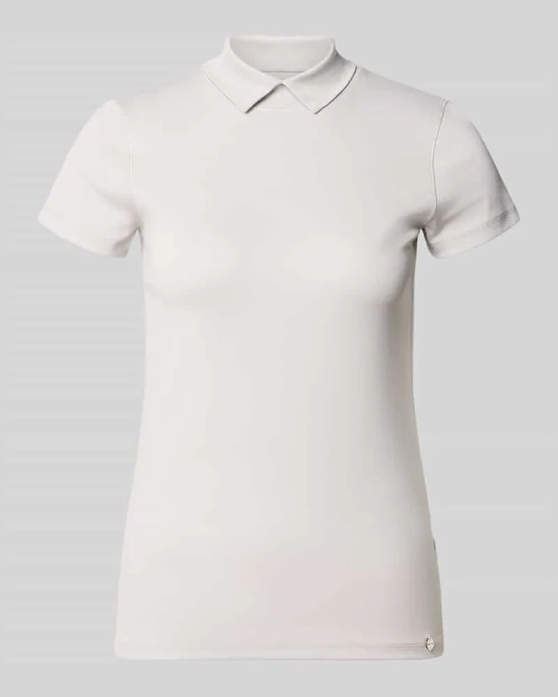 Marc Cain Slim Fit T-Shirt mit hochschließendem Polokragen Stein