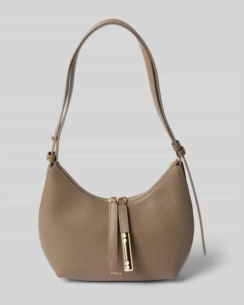 Furla Shoulder Bag aus echtem Leder mit Logo-Detail Modell 'Goccia Mittelgrau