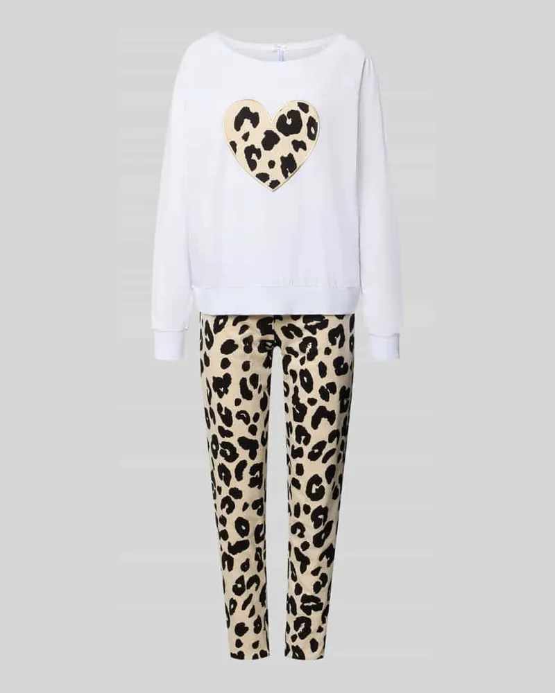 Louis & Louisa Relaxed Fit Pyjama aus reiner Baumwolle Modell 'Schmusekatze Weiss