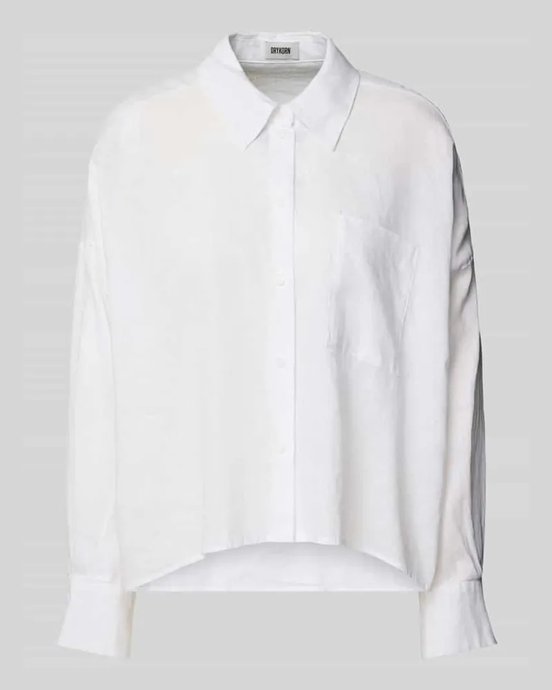 Drykorn Relaxed Fit Leinenbluse mit Brusttasche Modell 'NAMIDA Weiss