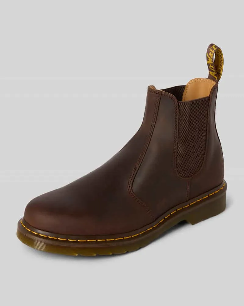 Dr.Martens Chelsea Boots aus echtem Leder mit Ziernähten Mittelbraun