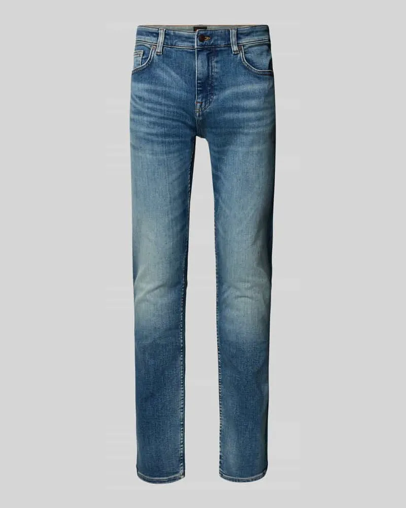 HUGO BOSS Slim Fit Jeans aus Baumwoll-Mix Modell 'DELAWARE Bleu
