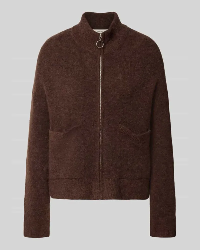 Selected Regular Fit Strickjacke aus Woll-Mix Modell 'SIA Dunkelbraun