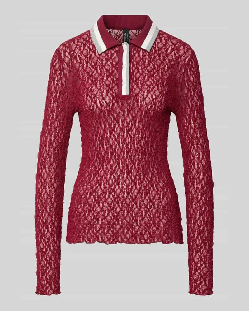 Marc Cain Slim Fit Longsleeve im semitransparenten Design Kirsche
