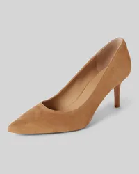 Ralph Lauren Lederpumps mit Pfennigabsatz Modell 'LANETTE Camel