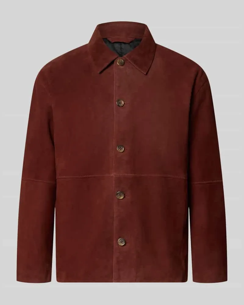 Selected Homme Regular Fit Lederjacke aus echtem Ziegenleder Modell 'RORY Rostrot