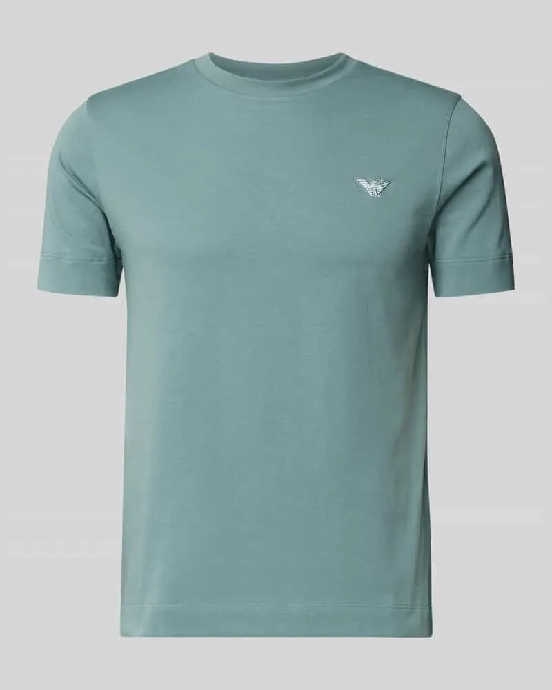 Emporio Armani T-Shirt mit Label-Stitching und Rundhalsausschnitt Tuerkis