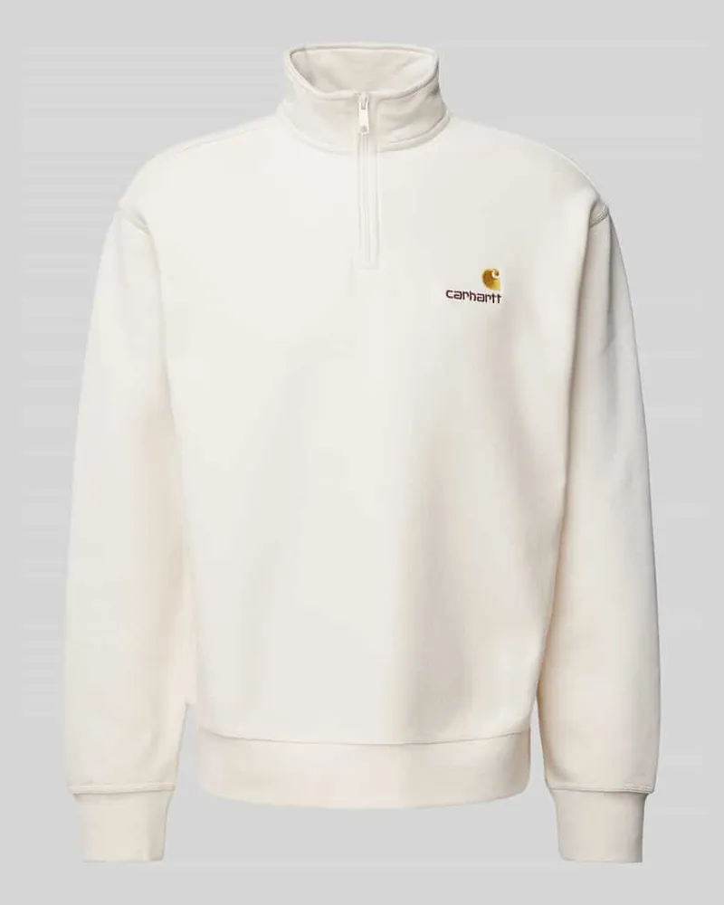 Carhartt WIP Sweatshirt mit Troyer-Kragen Modell 'AMERICAN SCRIPT Beige