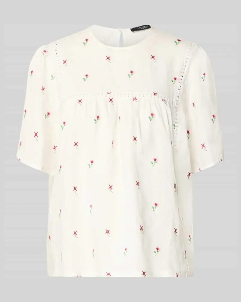 Max Mara Loose Fit T-Shirt aus reinem Leinen Modell 'BACINO Offwhite