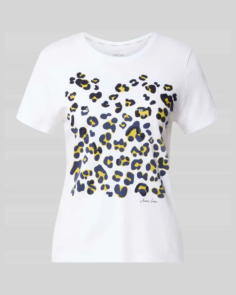 Marc Cain T-Shirt mit Pailettenbesatz Weiss