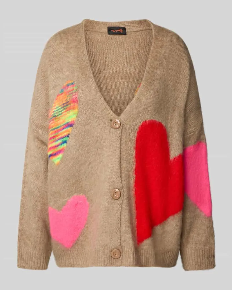Miss Goodlife Oversized Strickjacke mit Knopfleiste Sand