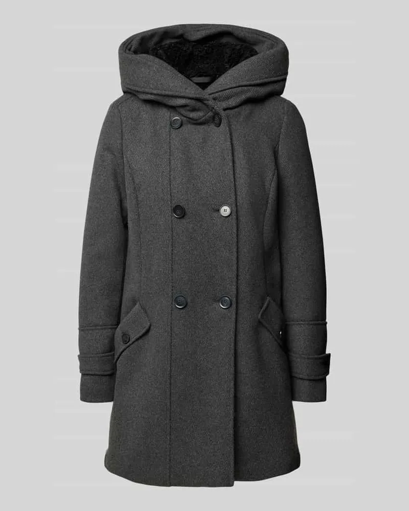 S.Oliver Regular Fit Wollmantel mit Woll-Anteil und Teddy-Futter Anthrazit