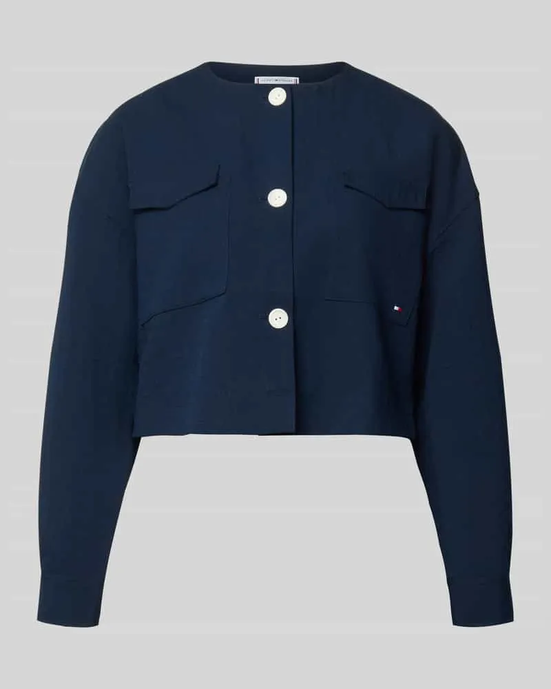 Tommy Hilfiger Boxy Fit Kurzblazer aus Viskose-Mix Marine