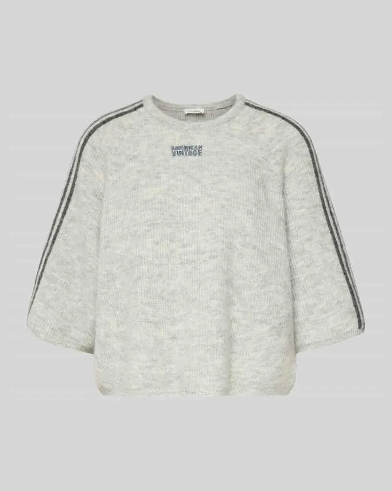 American Vintage Cropped Strickpullover mit gerippten Abschlüssen Modell 'VITOW Mittelgrau