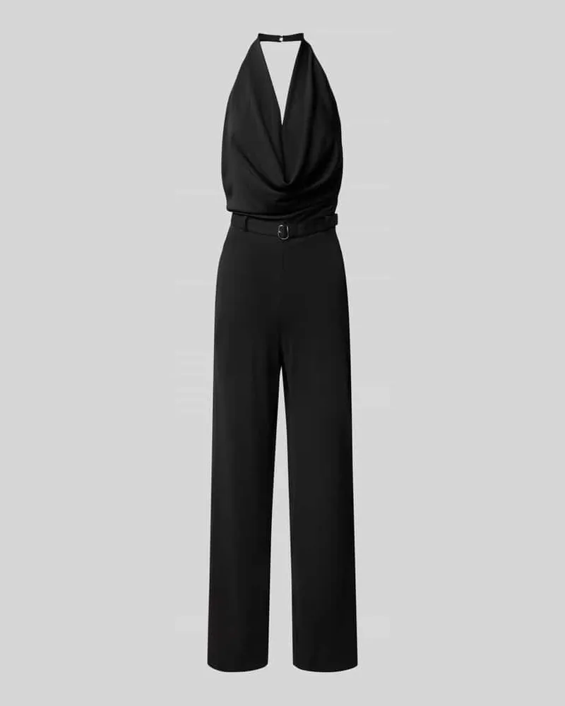 HUGO BOSS Jumpsuit mit Wasserfall-Ausschnitt Modell 'Kafesa Black