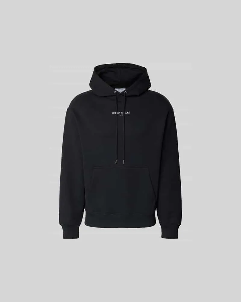 Kitsuné Hoodie mit Label-Stitching Black